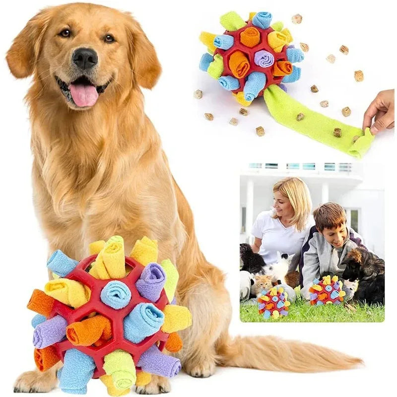 Chewzzle™ SnuffleSphere – Plush Foraging Puzzle Ball for Dogs | Slow Feeder & Training Toy